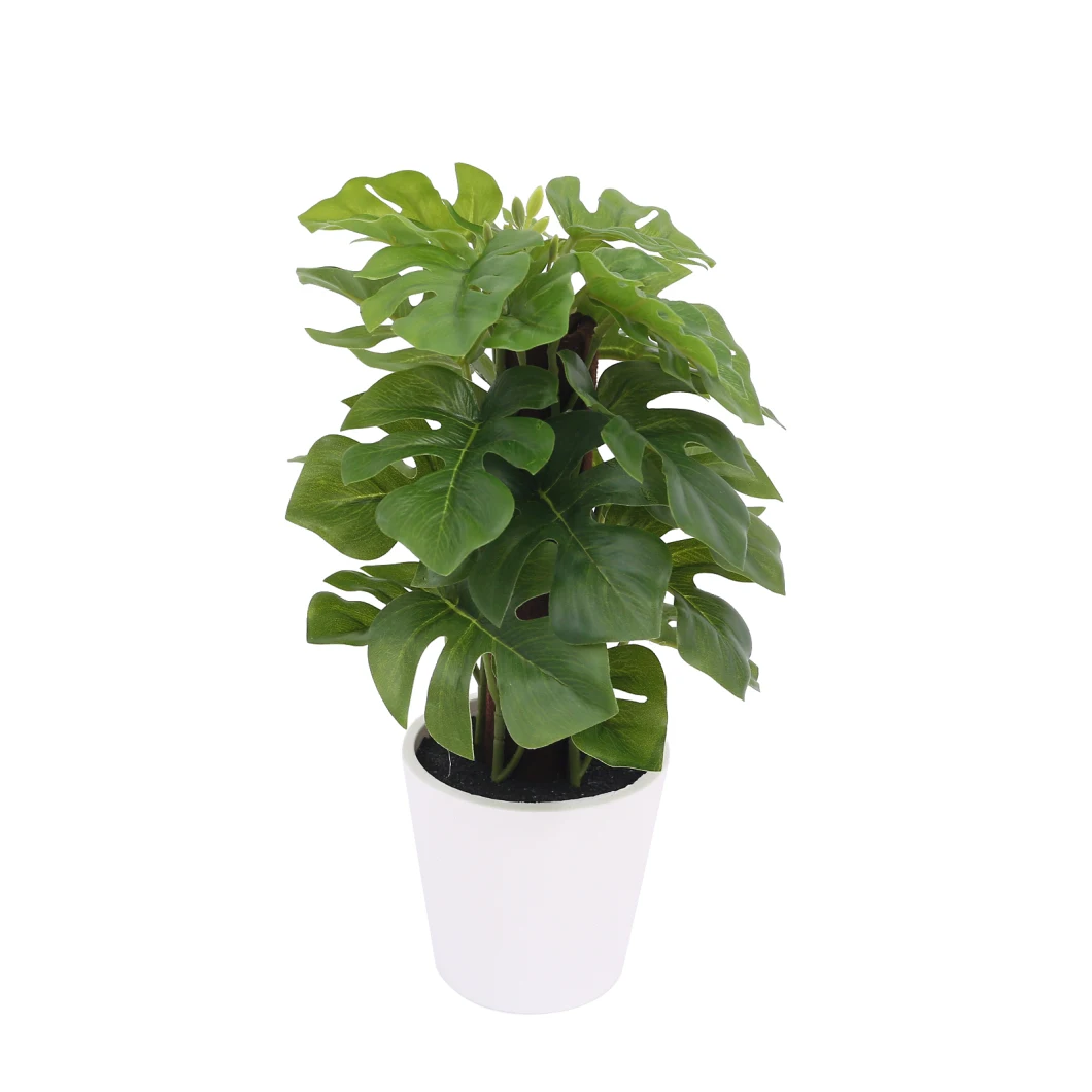 Wholesale Faux Plastic Tree 25cm Artificial Mini Potted Monstera Bonsai Plant