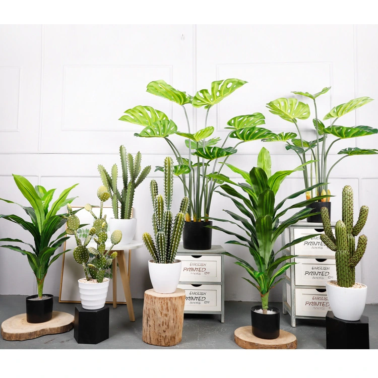 Artificial Home Decoration Fake Fiddle Leaf Palm Monstera Agave Tree Bonsai Artificial Potted Plant Banyan Tree