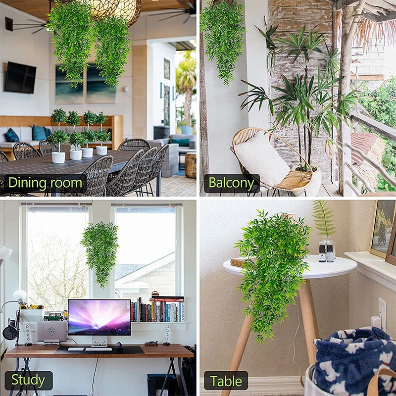 Hanging Plant Bamboo Leaves Rattan Artificial Plants Plastic Leaf Plant for Indoor Decoration