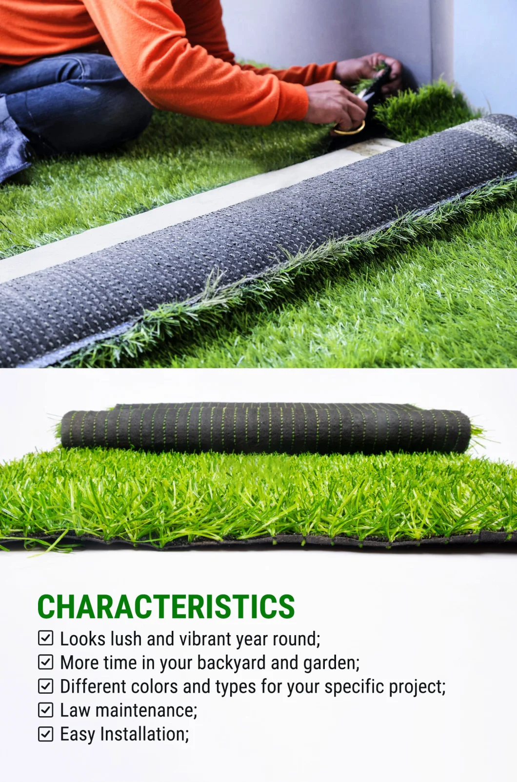 Synthetic Artificial Grass Wall Decor Golf Turf Garden 40mm 50mm Sports Flooring Turf Artificial Grass From China