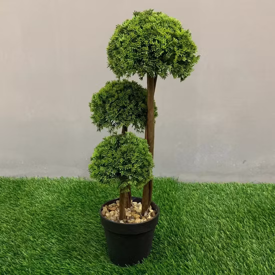 Mini pianta artificiale verde in vaso per la decorazione del giardino, bonsai da tavolo
