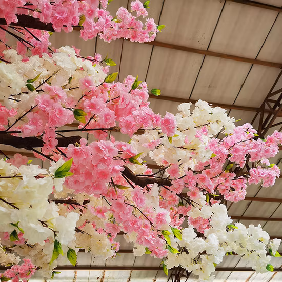 Fiore rosa e bianco personalizzato Sakura finto Grande albero artificiale in fiore di ciliegio da 2-6 metri per decorazioni per piante da matrimonio all'aperto per interni