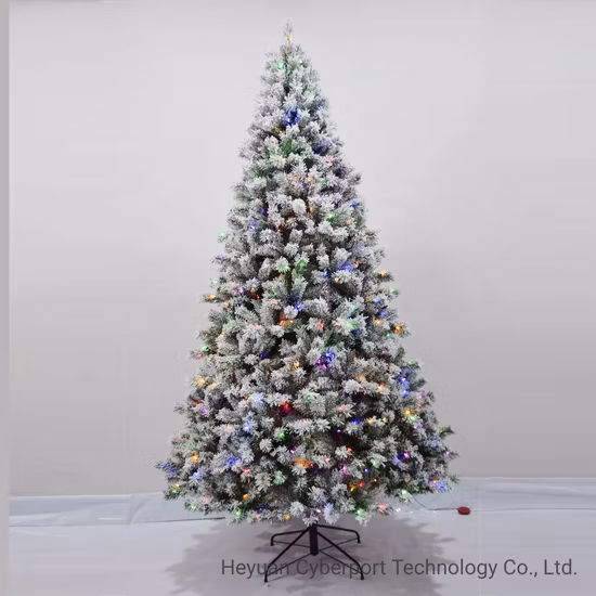 Accessori per albero di Natale di alta qualità, albero pop-up floccato in PVC artificiale da 6 piedi/7,5 piedi/9 piedi con luce trasparente per decorazioni natalizie interne ed esterne