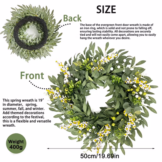 Decorazione floreale con foglie artificiali di vite di Natale